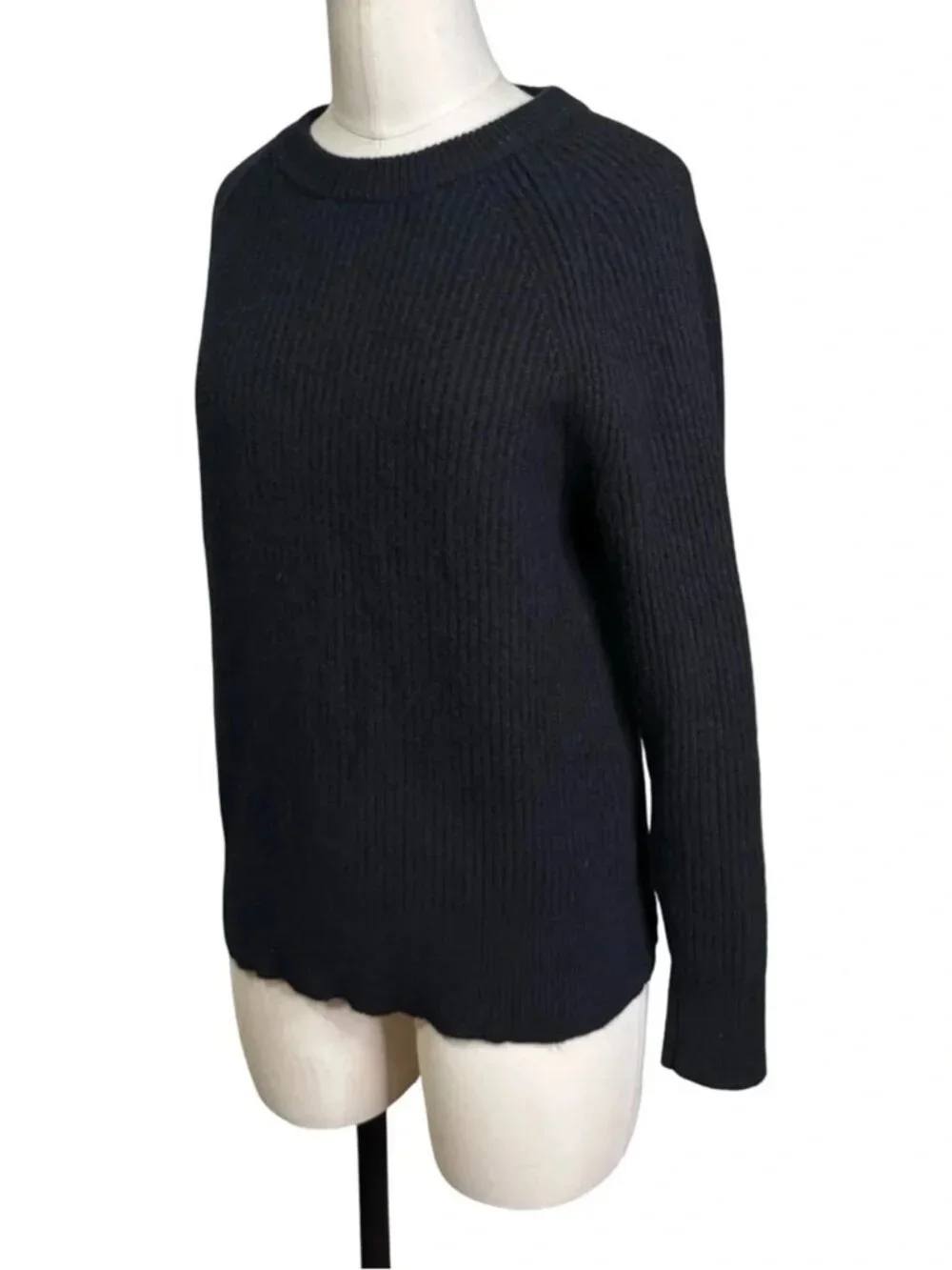 J.Crew 100% Cashmere Black Ribbed Knit Crewneck Sweater